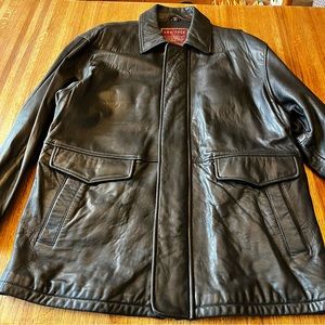COUTURE by J Park Men's Leather Jacket - L Black Coat Front Pockets Lamb Bomber